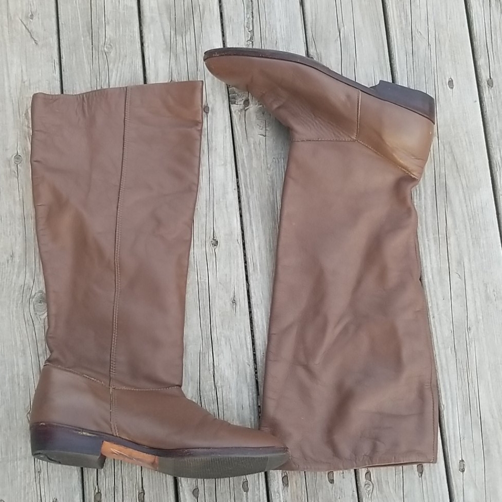 Frye Vintage Leather Knee High Riding Boots